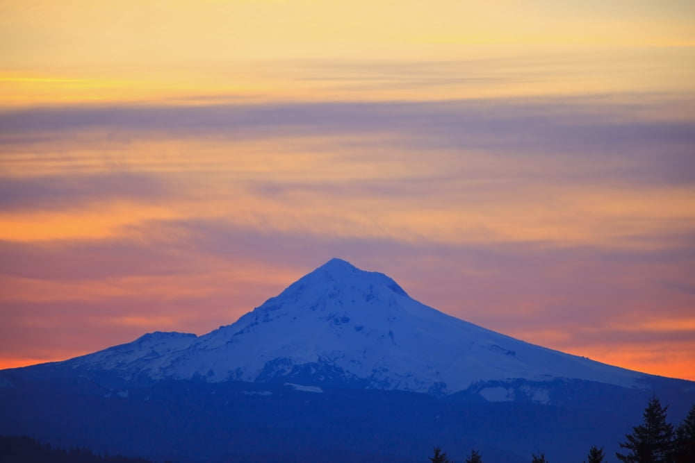 Oregon United States Of America Sunrise Over Mount Hood Canvas Art - Craig Tuttle Design Pics (38 x 24)