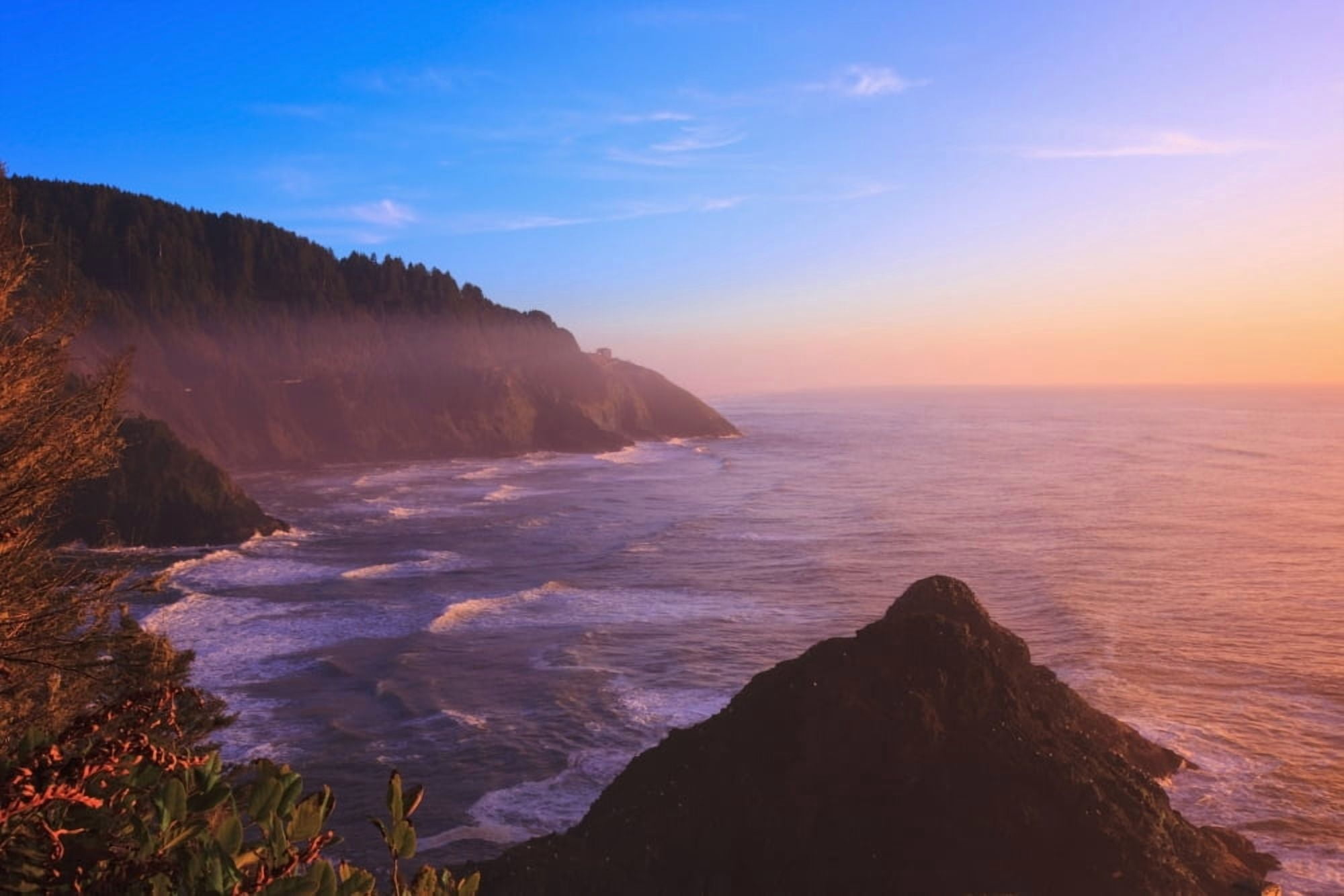 Oregon United States Of America Sunset At Heceta Head Canvas Art - Craig Tuttle Design Pics (38 x 24)