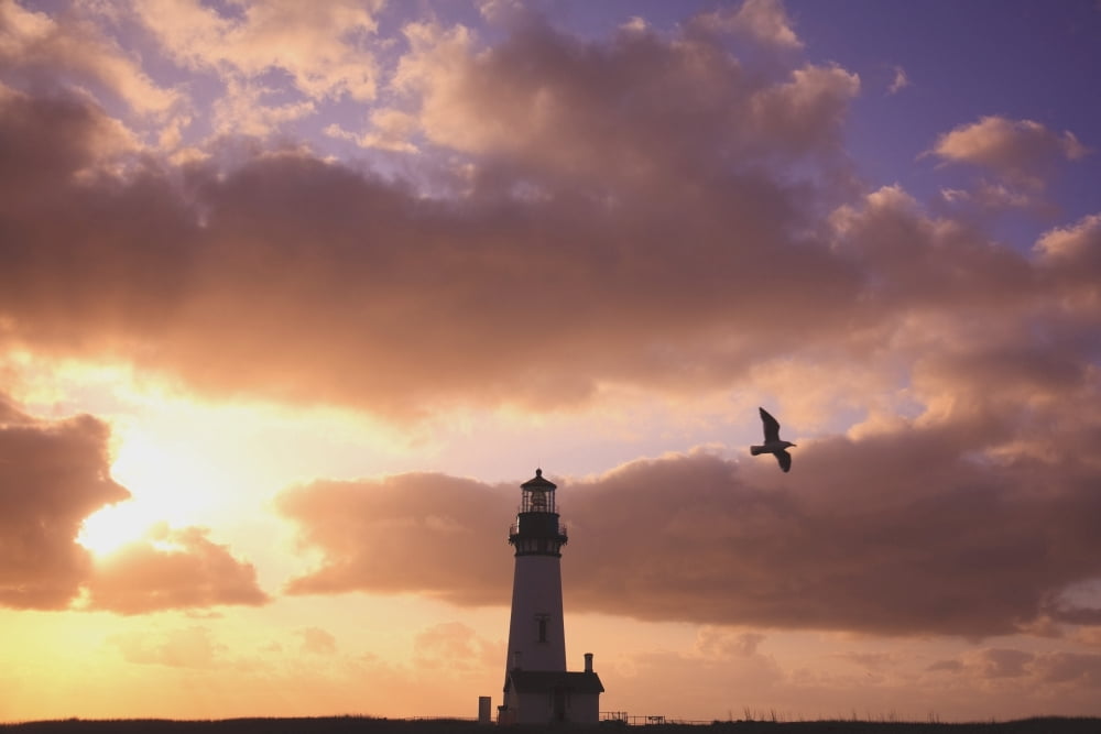 Oregon United States Of America Yaquina Head Lighthouse At Sunset Canvas Art - Craig Tuttle Design Pics (19 x 12)
