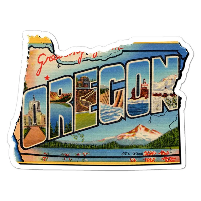 Oregon Vintage Map Sticker Indoor Outdoor Phone Decal Water Bottle ...