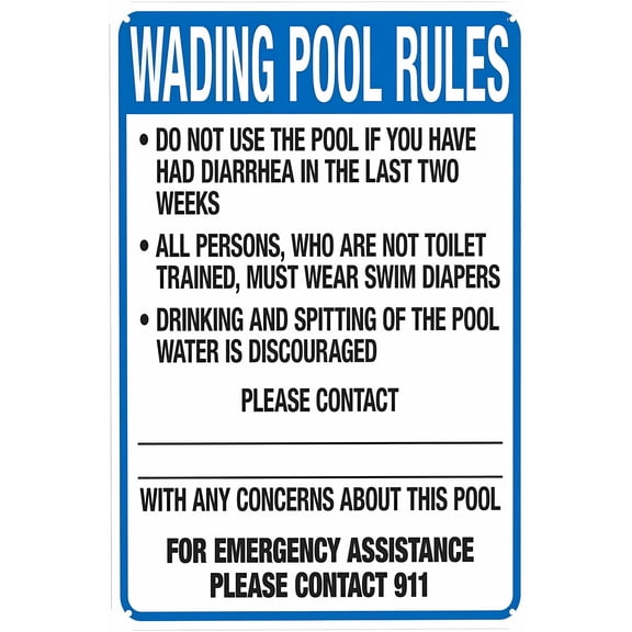 Oregon Wading Pool Rules Sign - 8"x12", Complies With State Pool Code, Security Metal Decor for Business, Office, Road, Street, Home