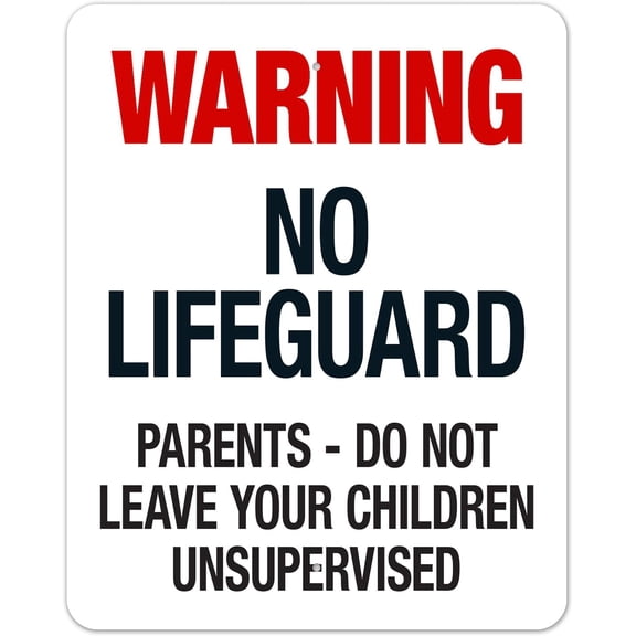 Oregon Warning No Lifeguard Sign, Complies With State Of Oregon Pool Safety Code Metal Sign 12X8 Inches