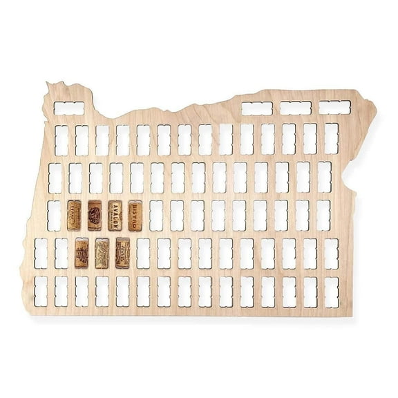 Torched Oregon Wine Cork Map Wall Display Decor 24"x 18"x 1/4" Tan