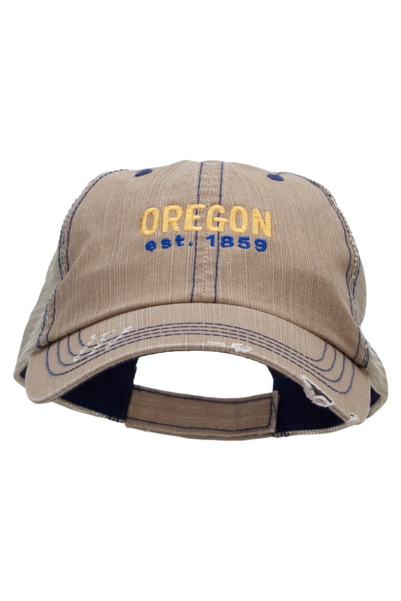 Oregon Year Established Embroidered Low Profile Special Cotton Mesh Cap - Khaki OSFM