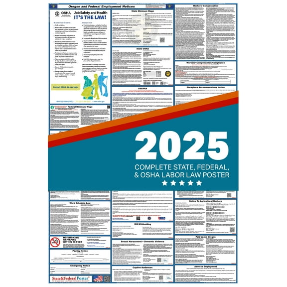 Oregon and Federal Labor Law Poster 2025 , All In One | English-Paper