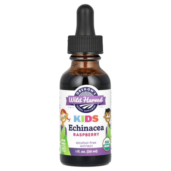 Oregon's Wild Harvest Kids, Echinacea Extract, Alcohol-Free, Raspberry, 1 fl oz (30 ml)