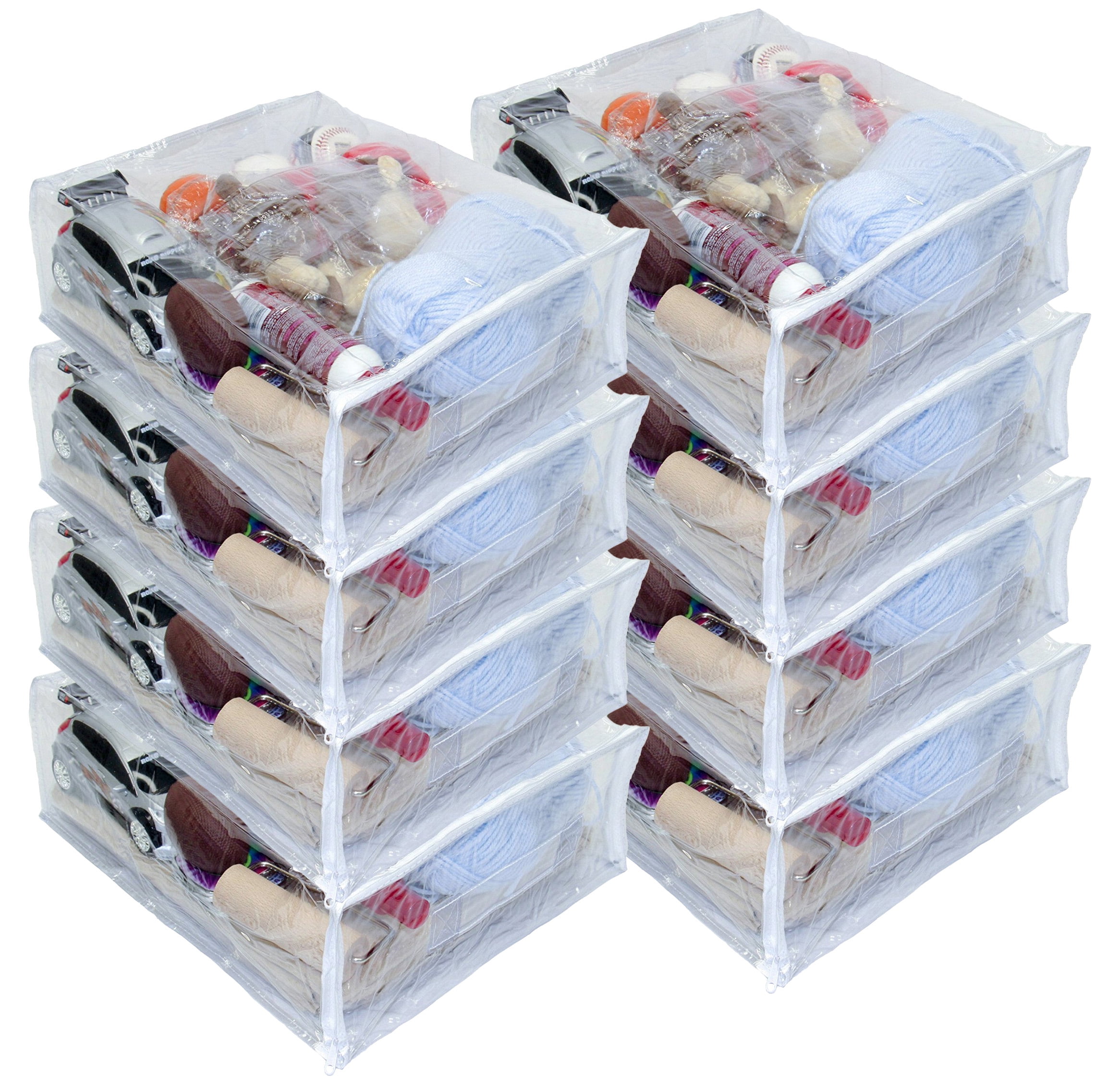 5-Pack Clear Vinyl Plastic Zippered Blanket Storage Bags 15 x 18 x 5
