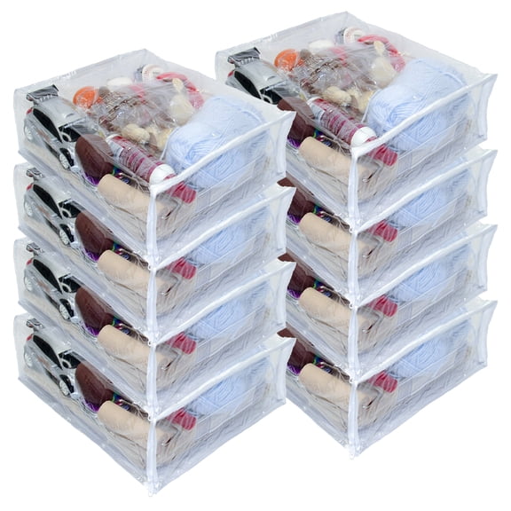 Oreh Homewares Heavy Duty Vinyl Zippered Closet Square Storage Bags (Clear) (12" x 15" x 5") for Sweaters, Blankets, Arts & Crafts, Toys and Much More! 3.9 Gallon 8-Pack