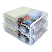 2-Pack Heavy Duty Vinyl Zippered Storage Bags Clear 15" x 18" x 5" for Sweaters, Blankets, Comforters, Bedding Sets and Much More!