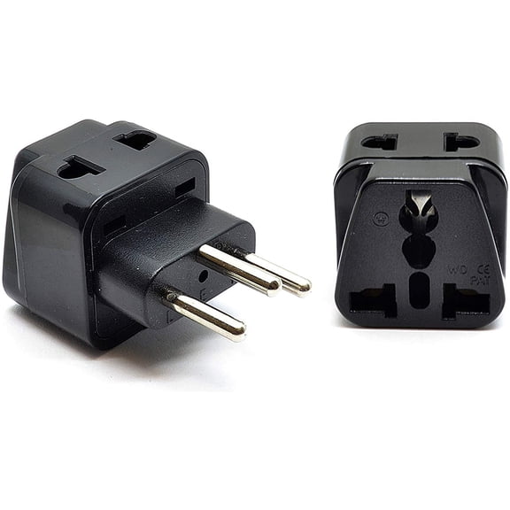 Orei 2 In 1 Usa To Switzerland Travel Adapter Plug (Type J) - 2 Pack, Black