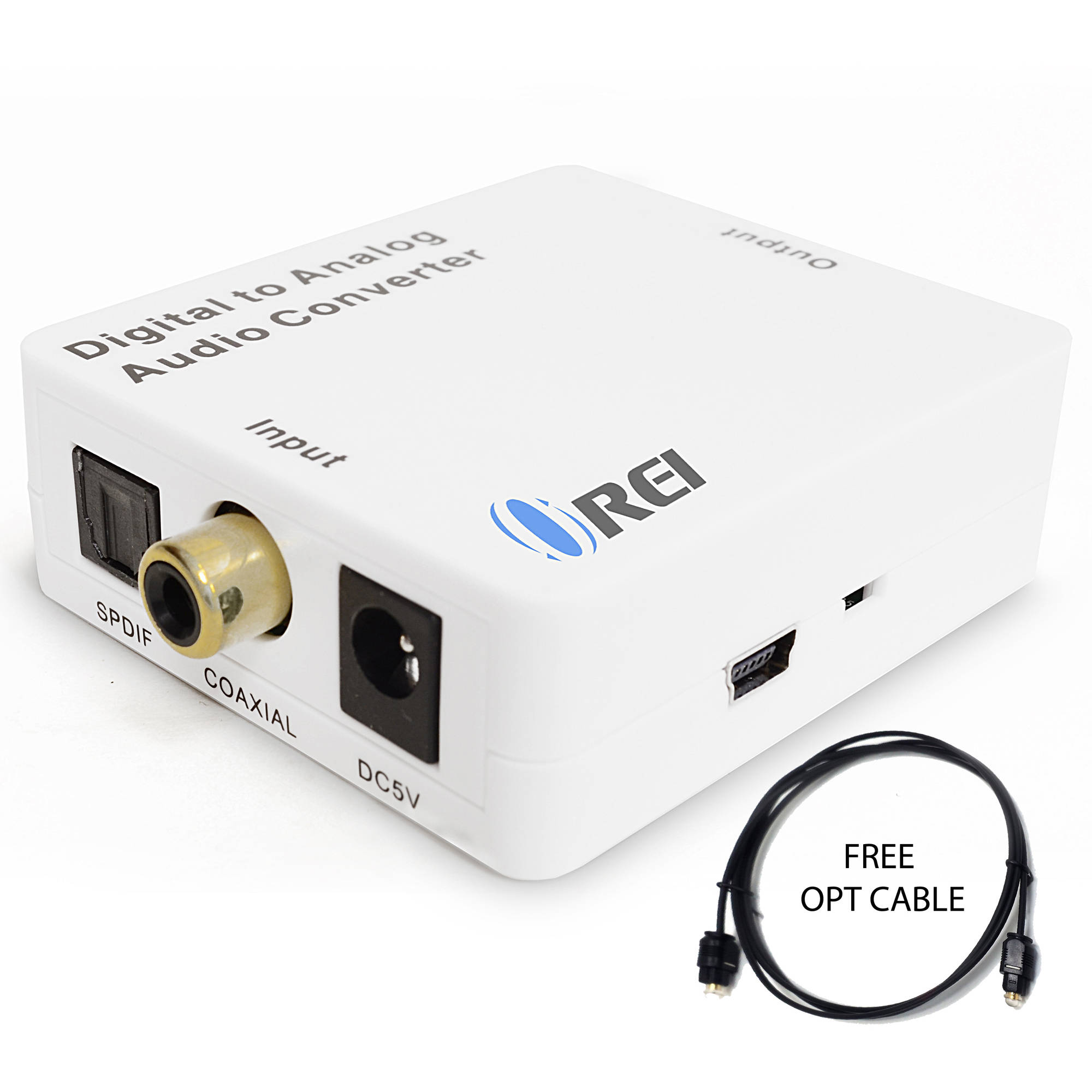 Orei DA21 Optical SPDIF/Coaxial Digital to RCA L/R Analog Audio Converter with 3.5mm Jack Support Headphone/Speaker Outputs - image 1 of 2