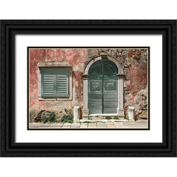Orekhov, Andrey 24x17 Black Ornate Wood Framed with Double Matting Museum Art Print Titled - Antique Shutters and Door