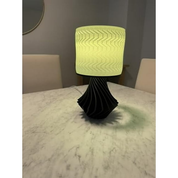 Orel Innovation-Modern 3D-Printed Spiral Table Lamp with Smart Matter Bulb Color-Changing RGB Light, Ambient Lighting for Home Dcor, Bedroom, Office (Black/White)
