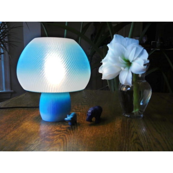Orel Innovation-Mushroom Lamp Modern Wave Pattern Table Lamp, Textured Shade, Ambient Lighting for Home Decor, Individually Crafted & Unique (Blue)