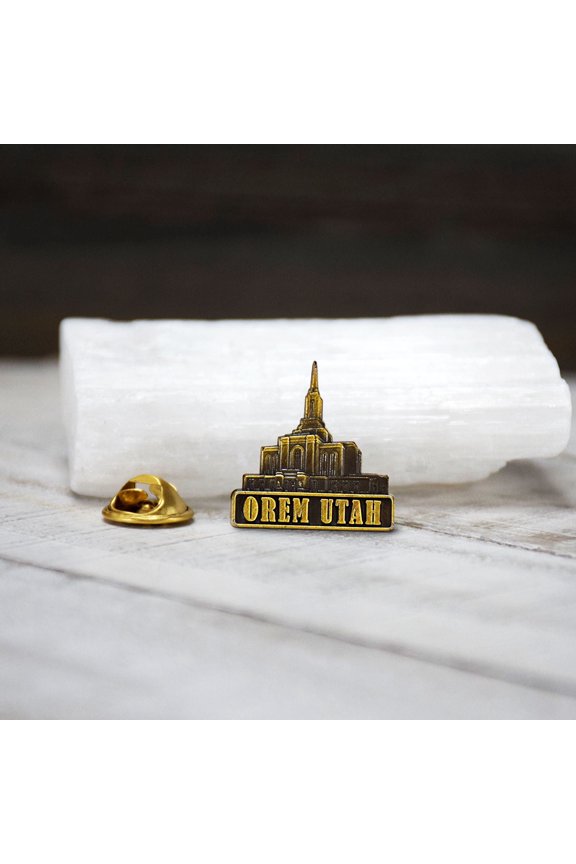 Orem Utah Temple 3/4" Antique Gold Temple Pin