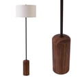 thumbnail image 1 of Oren 60" Modern Classic LED Standing Floor Lamp with Heavy-Weighted Base in Walnut Finish, 1 of 5