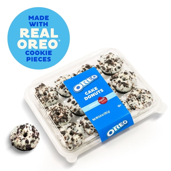 Two-bite OREO Cake Donuts, 6.8 oz, 12 Count, Moist, Baked, Prepared Dessert