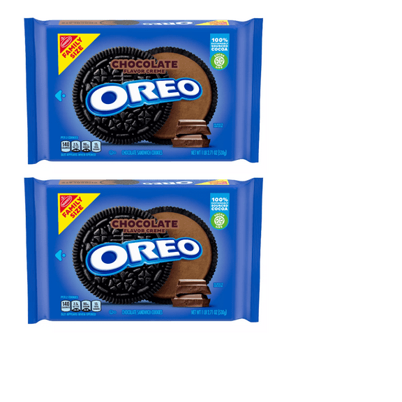 Oreo Chocolate Creme Sandwich Cookies Family Size 18.71oz Pack of 2