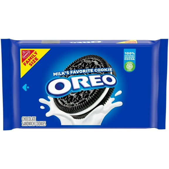 Oreo, Chocolate Sandwich Cookies, Baked, Family Size, 19.1 oz, Shelf Stable, Plastic Tray