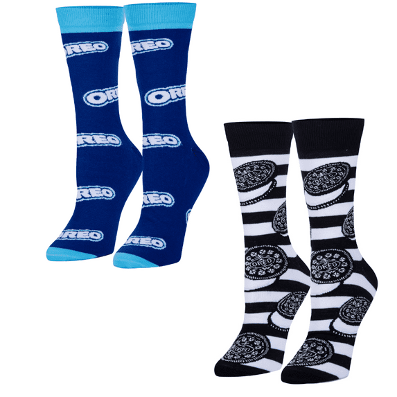 Oreo Cookies Socks for Adults, Cute Fun Snack Themed Prints, Mix & Match 2 Pack