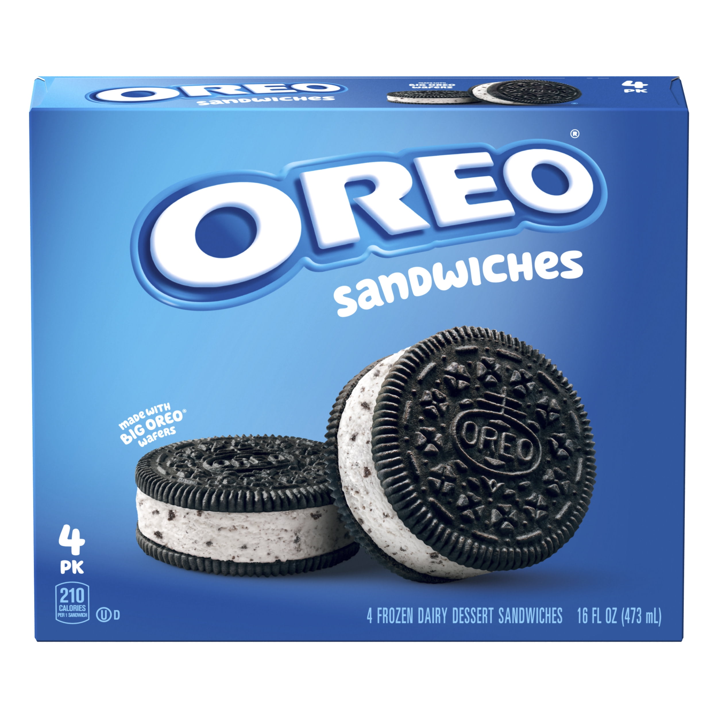 Oreo Frozen Dairy Dessert Ice Cream Sandwiches Novelties, 4 Ct Package