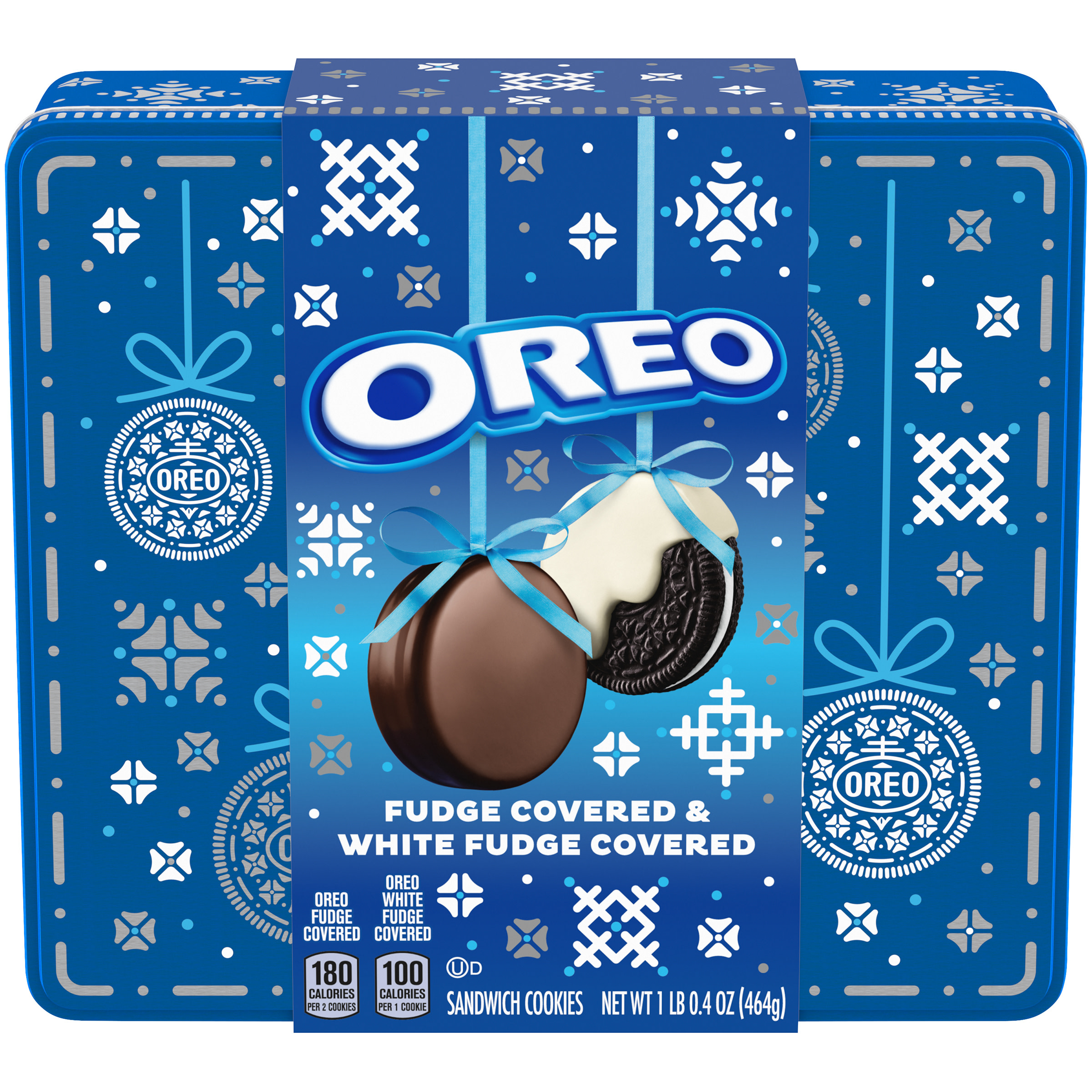 Oreo Fudge Covered & White Fudge Covered Sandwich Holiday Cookies, 1.03 Lb Holiday Tin (24 Cookies) - image 1 of 9