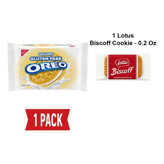 Oreo Gluten Free Golden Sandwich Cookies, Gluten Free Cookies, 12.08 Oz - Pack Of 1 & Lotus Biscoff Cookie - 0.2 Oz - 1 ct