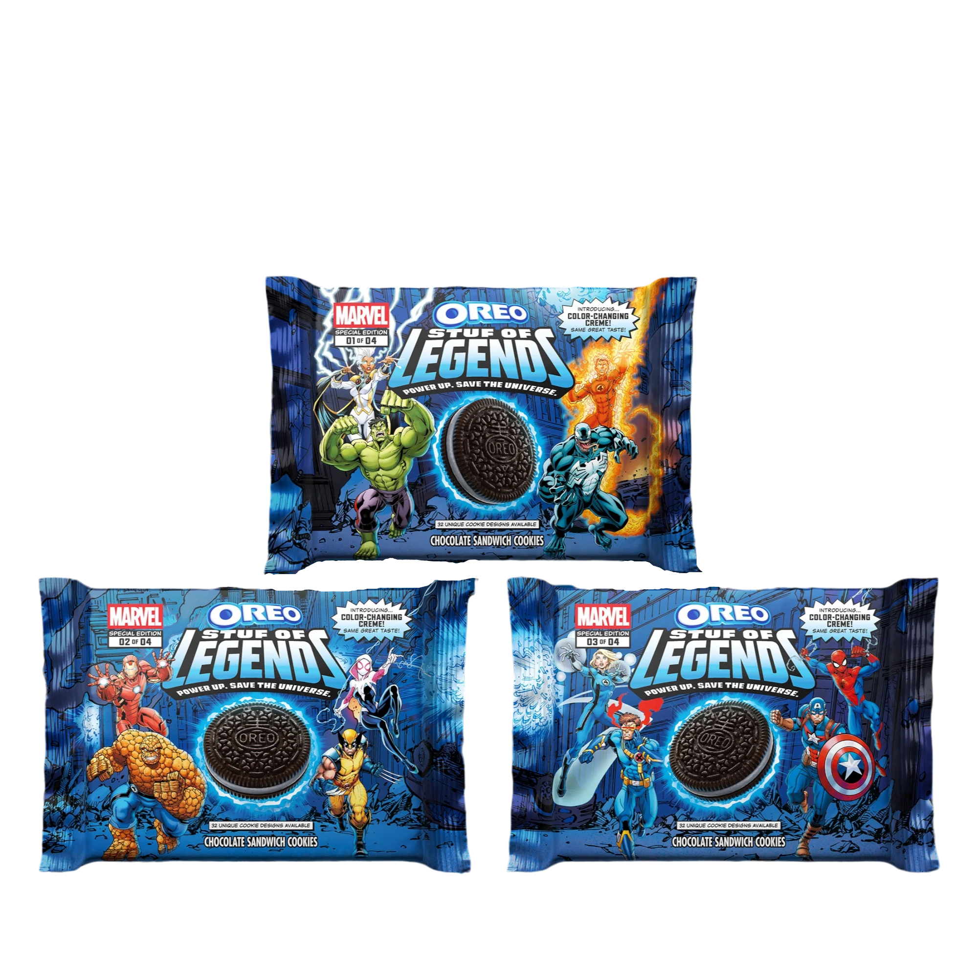 Oreo Marvel Stuf of Legends Special Edition Sandwich Cookies, Pack of THREE, 10.68oz Ea