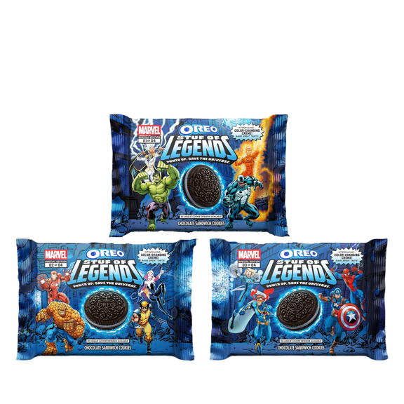 Oreo Marvel Stuf of Legends Special Edition Sandwich Cookies, Pack of THREE, 10.68oz Ea