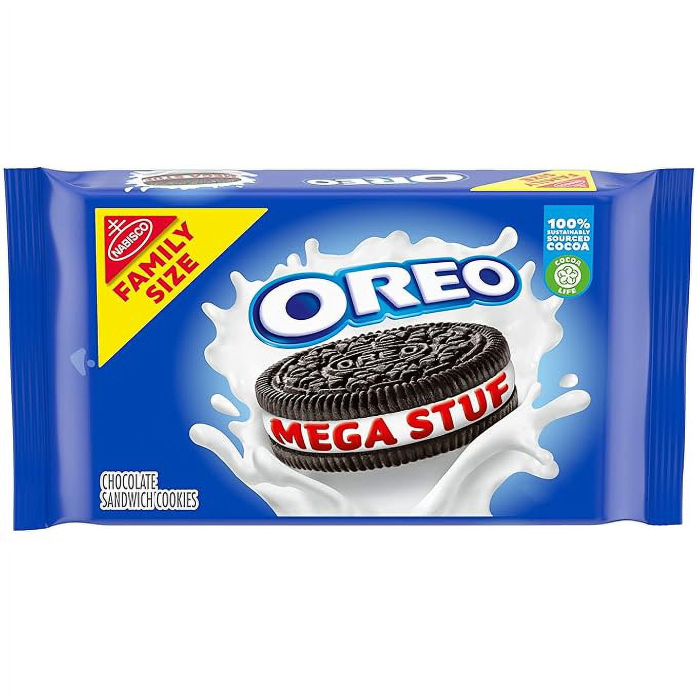 OREO Mega Stuf Chocolate Sandwich Cookies, Family Size, 17.6 oz
