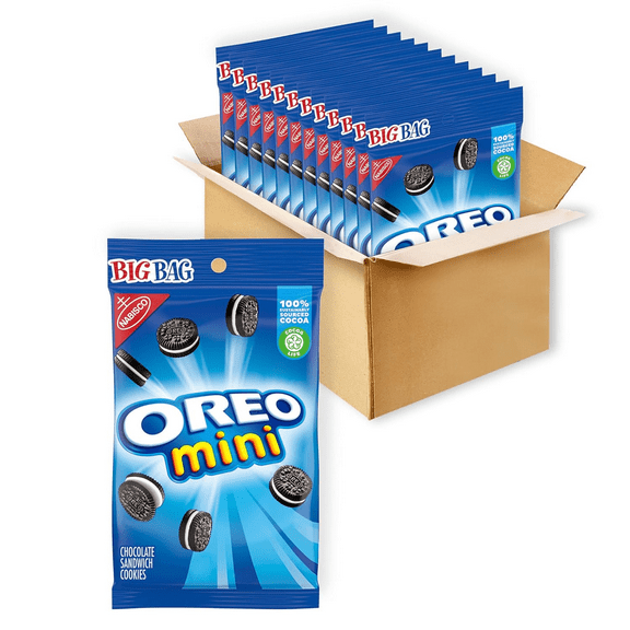 Oreo Mini Chocolate Sandwich Cookies, Big Bag 3 Ounce Bags Pack Of 12