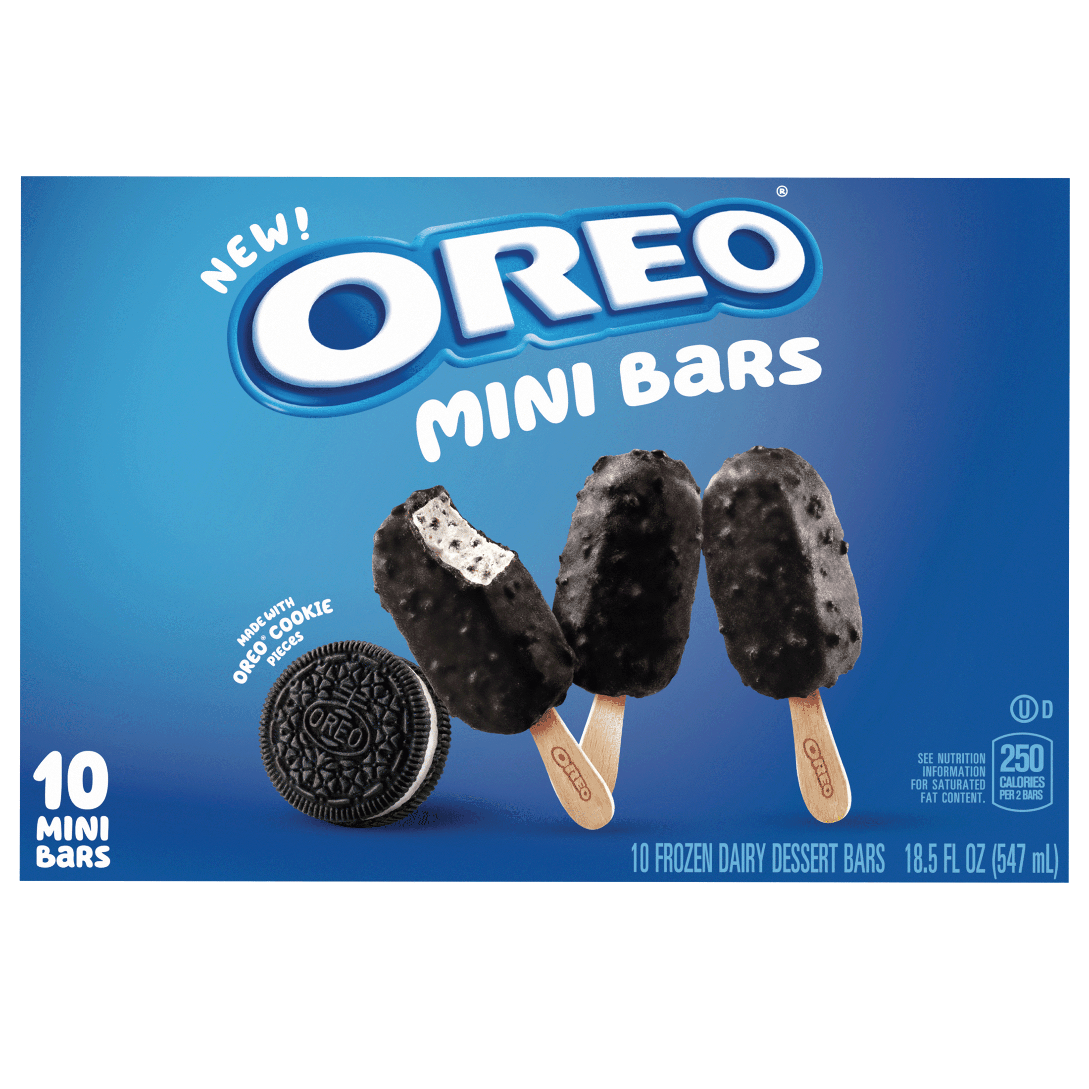 Oreo Frozen Dairy Mini Dessert Bars 18.5 fl oz 10 Count, Cardboard Box Frozen