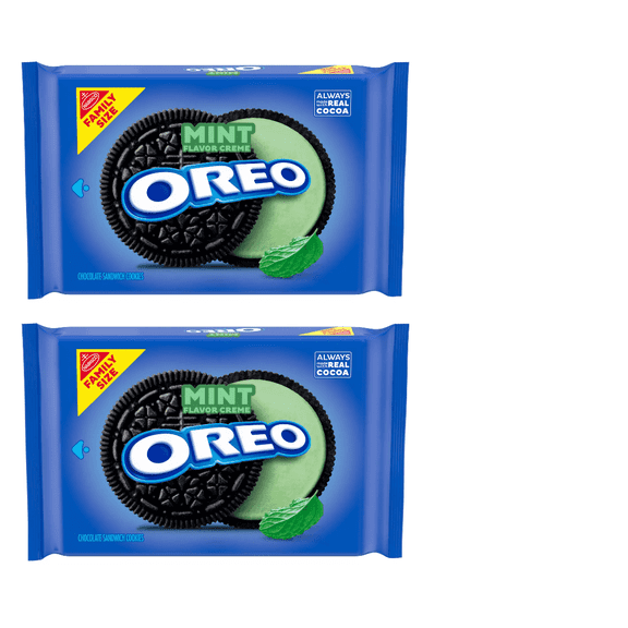 Oreo Mint Creme Chocolate Sandwich Cookies Family Size 18.71oz Pack of 2
