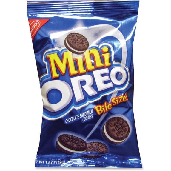 Oreo Nabisco Mini Bite Size Cookie Packet - Vanilla, Chocolate - Packet - 1 Serving Pack - 1.75 oz - 60 / Carton | Bundle of 5 Cartons