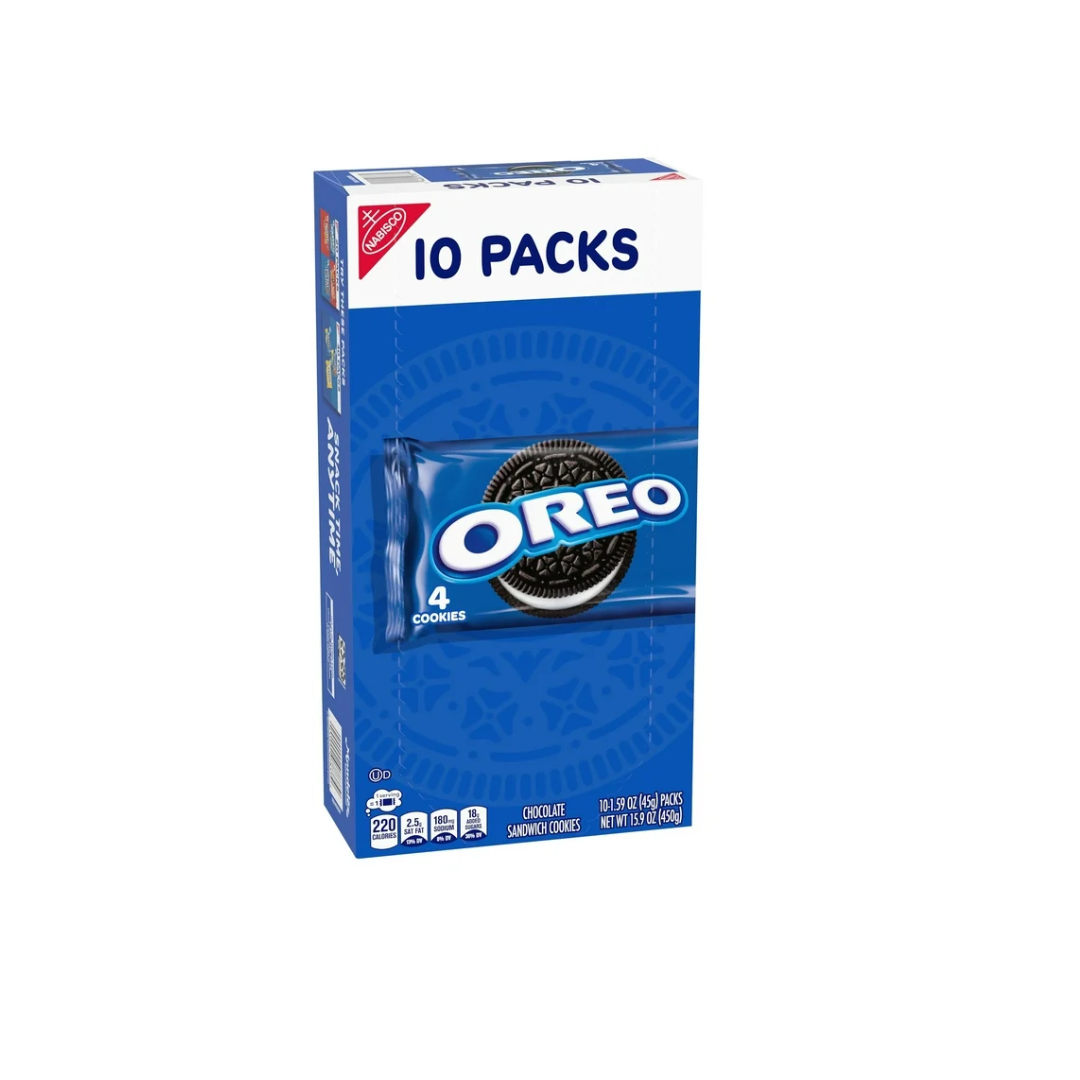 Galletas sándwich de chocolate Oreo Original, paquete de 10, paquetes individuales de 1.59 oz
