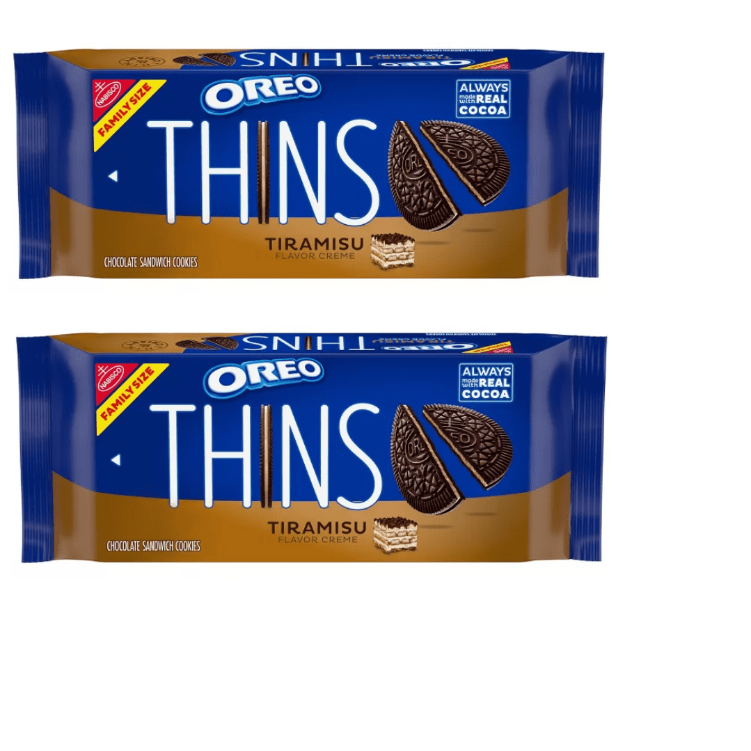 Oreo Thins Tiramisu Cookies Family Size 11.78oz Pack of 2