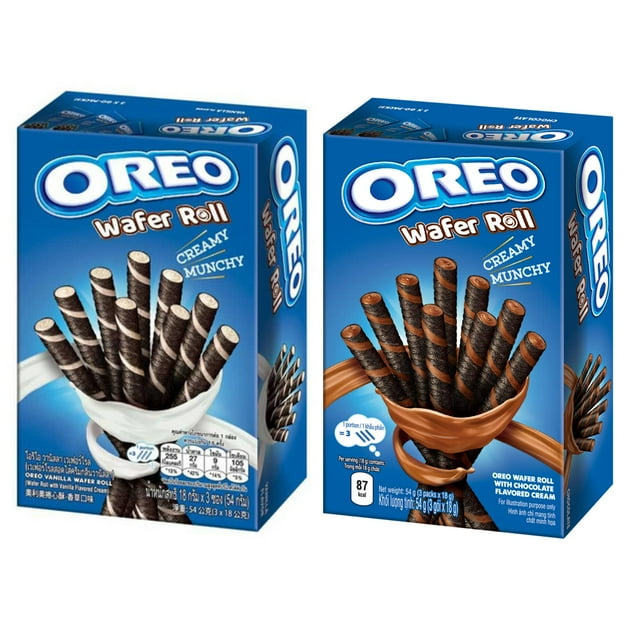 Oreos Oreo Wafer Roll Variety Pack (set of 2) | Chocoloate (1.9oz) – Vanilla (1.9oz)