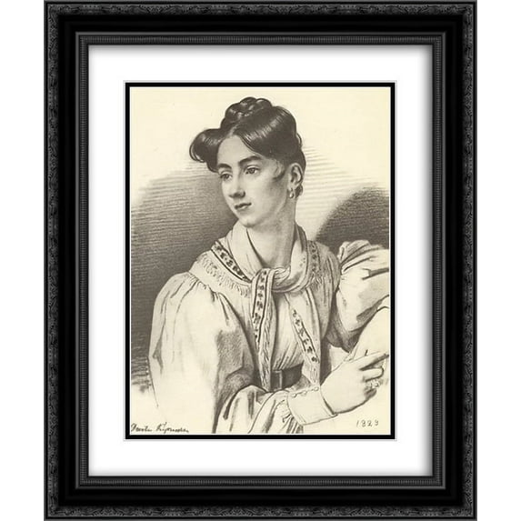 Orest Kiprensky 2x Matted 20x24 Black Ornate Framed Art Print 'Portrait of an unknown woman with a kerchief on her neck'