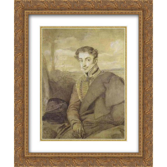 Orest Kiprensky 2x Matted 20x24 Gold Ornate Framed Art Print 'Portrait of A. Dmitriyev-Mamonov'