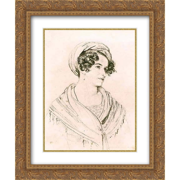 Orest Kiprensky 2x Matted 20x24 Gold Ornate Framed Art Print 'Portrait of an unknown woman in a turban'