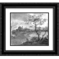 thumbnail image 1 of Orest Kiprensky 2x Matted 22x20 Black Ornate Framed Art Print 'Landscape with a river on a moonlit night', 1 of 2