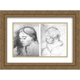 thumbnail image 1 of Orest Kiprensky 2x Matted 24x20 Gold Ornate Framed Art Print 'A girl with flowing hair. Baby's head', 1 of 2