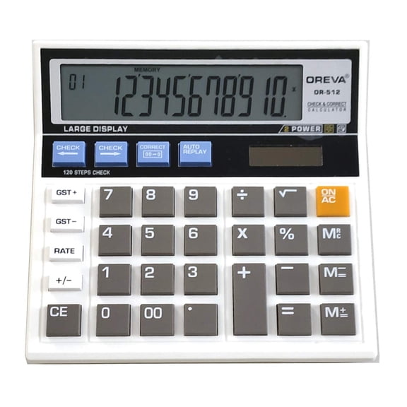 Oreva Or-512 Check & Correct GST Tax Features Calculator, Business, White | 12 Digit Calculator Runs On Solar And Battery