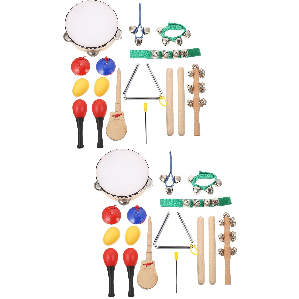 Orff Instrument Children Maracas Shakers Kids Tambourine 2 Sets Toy
