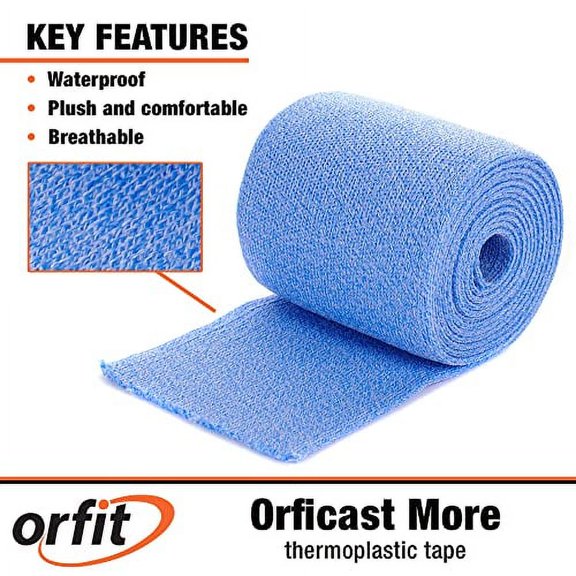 Orficast Easy-Form Splinting Material Heat-Activated Thermoplastic Tape for Trigger Finger, Thumb, Arthritis Pain Relief, Hand Support 2 x 9, Blue, One Roll