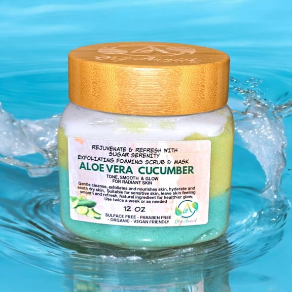 OrgAnnick Beauty Exfoliating Aloe & Cucumber Face and Body Scrub 12 oz