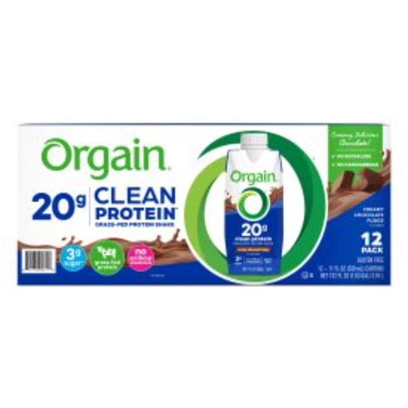Orgain Chocolate Grass Fed Clean Protein Shake-12 pack