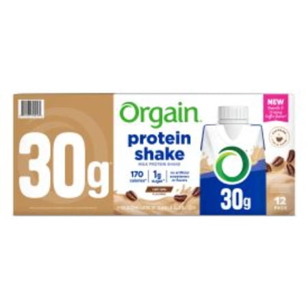 Orgain 30g Protein Shake, Dairy Based, Café Latte 11oz, 12ct