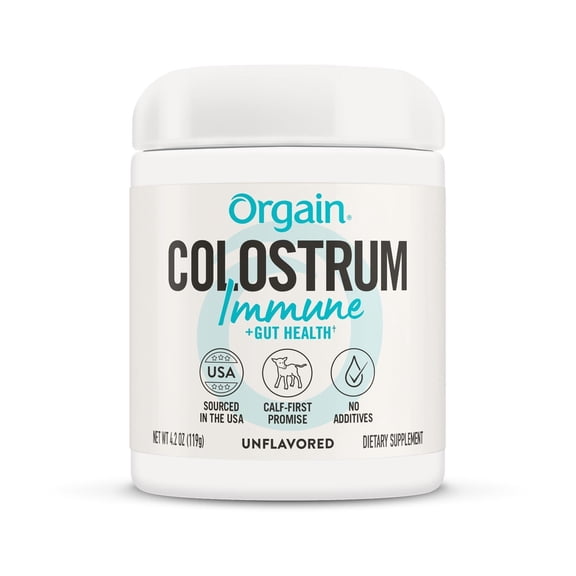 Orgain Bovine Colostrum Powder, Immune + Gut Support, Unflavored, 4.2 oz