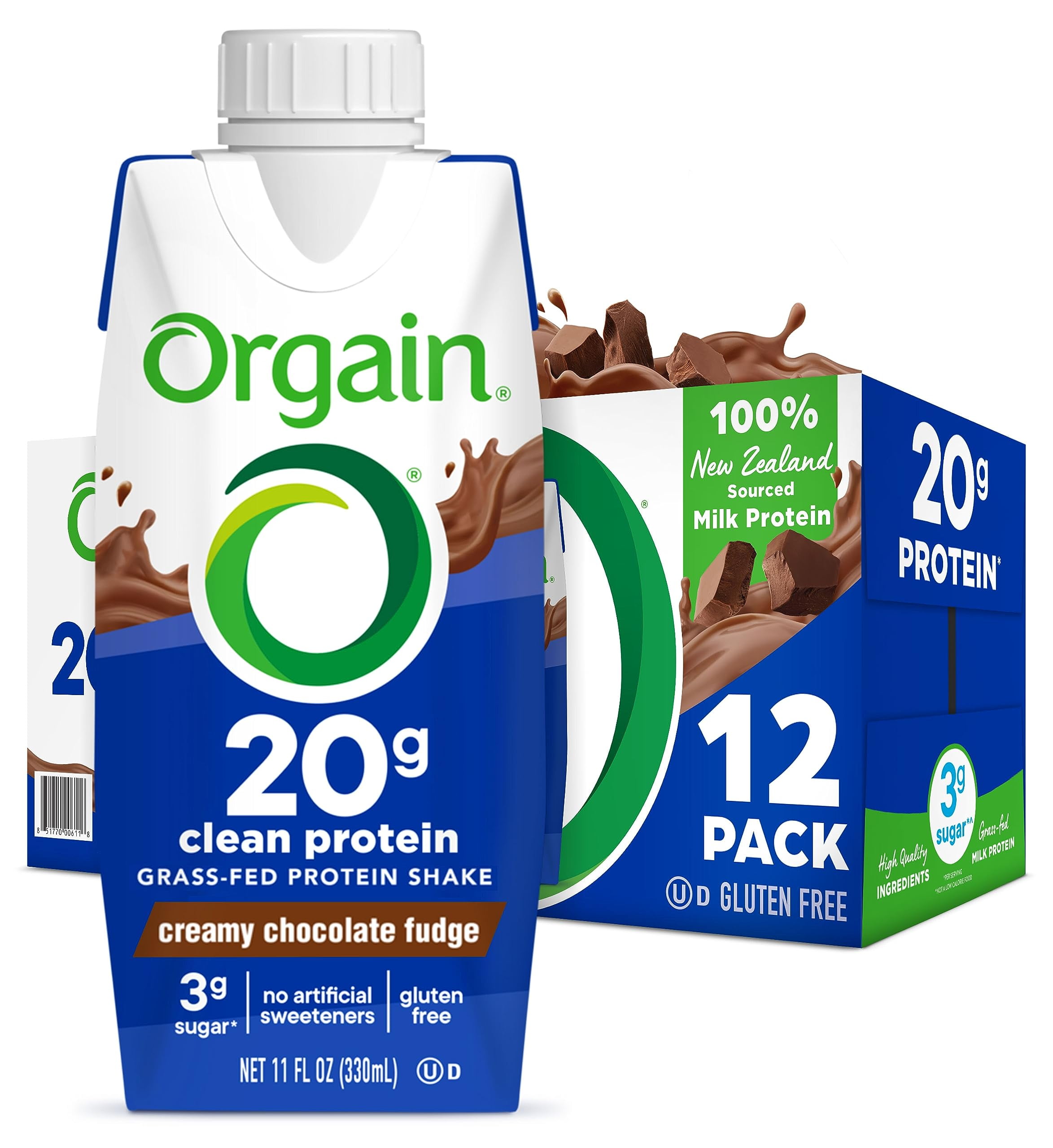 Orgain Clean Protein Shake, Grass Fed Dairy, Creamy Chocolate Fudge